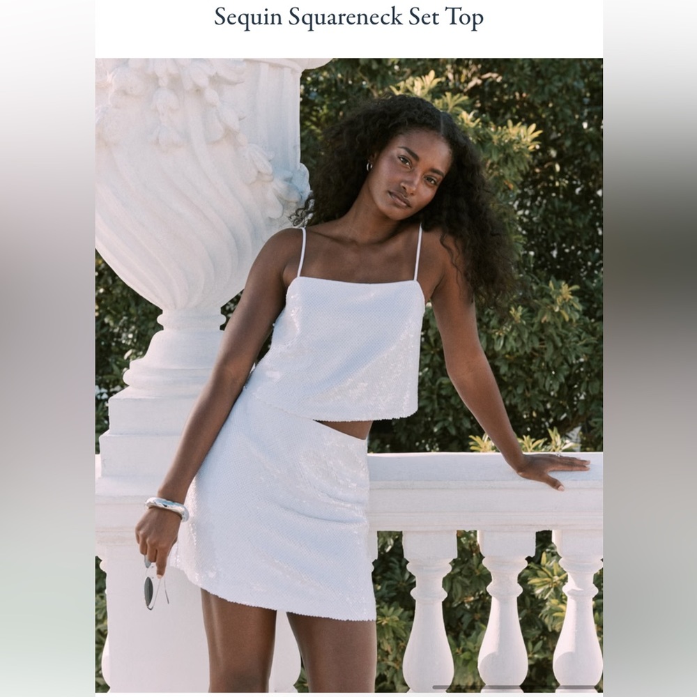 Matching Set Sequin Squareneck Set Top. NWT a&f Abercrombie white crop camisole